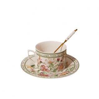 Cup and Saucer Set with Floral Design 010
