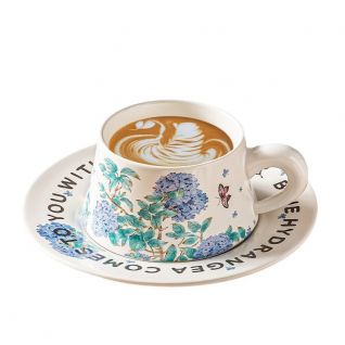 Cup and Saucer Set with Floral Design 011
