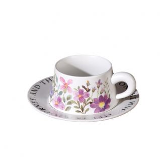 Cup and Saucer Set with Floral Design 012