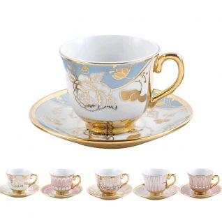 Cup and Saucer Set with Golden Decal  Design 013