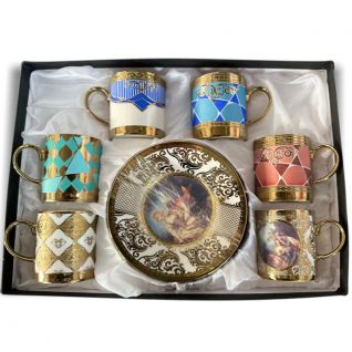 Cup and Saucer Set with Golden Decal  Design 016