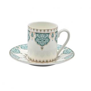 Cup and Saucer Set with Decal Golden Design 018