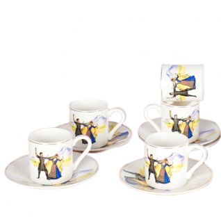 Cup and Saucer Set with Decal Design 019
