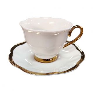Cup and Saucer Set with Golden Design 022