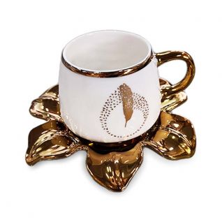 Cup and Saucer Set with Golden design 024