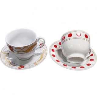 Cup and Saucer Set with Decal Design 025