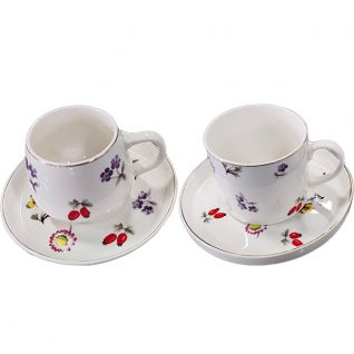 Cup and Saucer Set with Floral Design 026