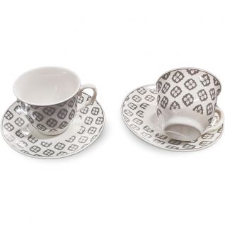 Cup and Saucer Set with Full Decal Design 028