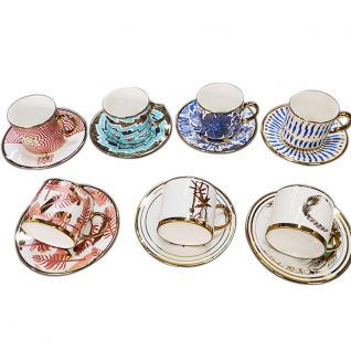 Cup and Saucer Set with Golden Design 030