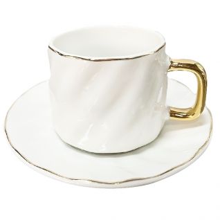Cup and Saucer Set with Golden Design 037