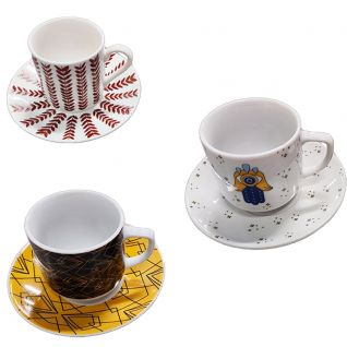 Cup and Saucer Set with Decal Design 039