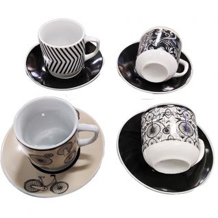 Cup and Saucer Set with Decal Design 040