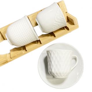 Cup and Saucer Set with Embossed Design 035
