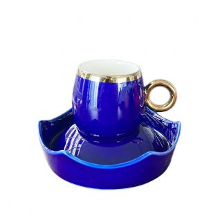 Cup and Saucer with Colorful Glazing 