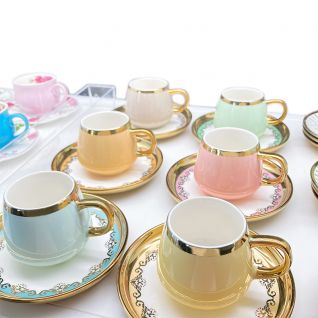 Color glaze,cup shape,electroplating/machine gold/golden design