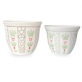 Factory Customized Espresso Coffee Cup  Luxury Golden Arabic Floral Design Cawa Cup With New Bone Material Daily Used Finjan Style Decal Porcelain Cup Set For Gift 041