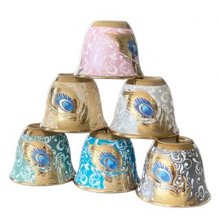 Factory Golden Espresso Coffee Cup Set Hot-selling Fine porcelain Customized Cup Set Colored Turkish Coffee Cup with  Feather Pattern 042