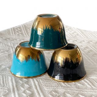 Factory High-quality Small Espresso Cup  Luxury Golden Arabic Gahwa Cup With New Bone Material Daily Used Finjan Style Color Glazed Cup Set For Gift 044