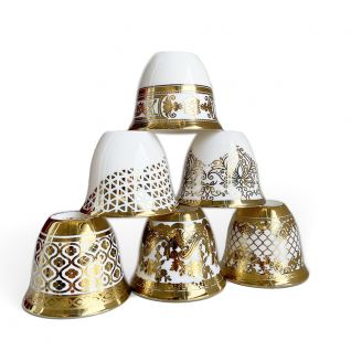 Luxury Customized Arabic Coffee Cup Factory Premium Quality Finjan Cup for Arabic Coffee Cup Middle Eastern Coffee Cup For Eid Gift New Bone China Saudi Gawha Coffee Cup Set with Electronic Gold 046