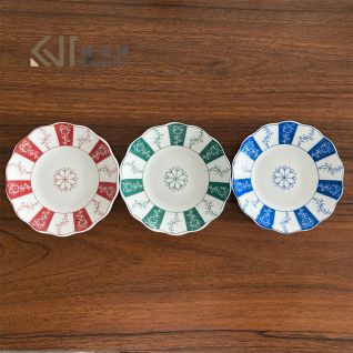 New Arrival Fine Porcelain Arabic Designs Of Saucers Factory Wholesale Underglazing Porcelain Saucer For Arabic Hospitality Ramadan Tableware Durable Printed Saucer For Arabic Coffee Sets